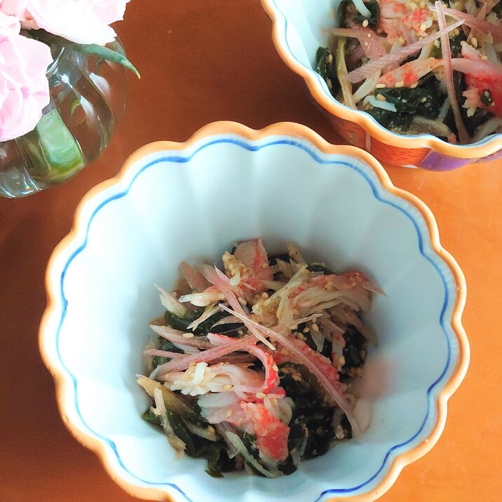 茗荷たっぷりᕷ*わかめとカニカマのポン酢和えꕤ୭*